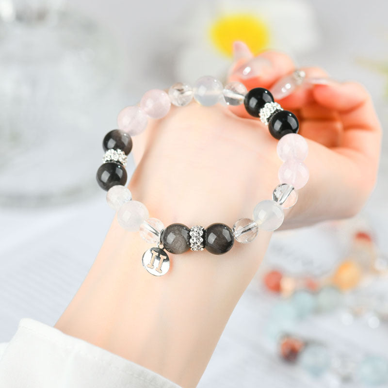 12 Horoscope Zodiac Crystal Bracelet - Elastic Astrology Jewelry Gift - Healing Gemstone Birthday Bracelet