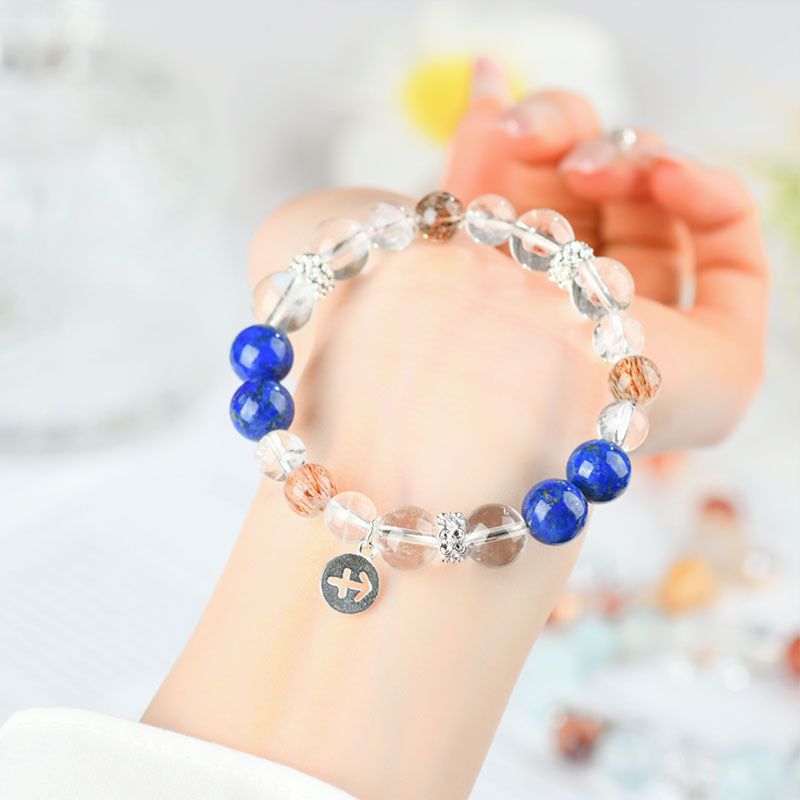 12 Horoscope Zodiac Crystal Bracelet - Elastic Astrology Jewelry Gift - Healing Gemstone Birthday Bracelet
