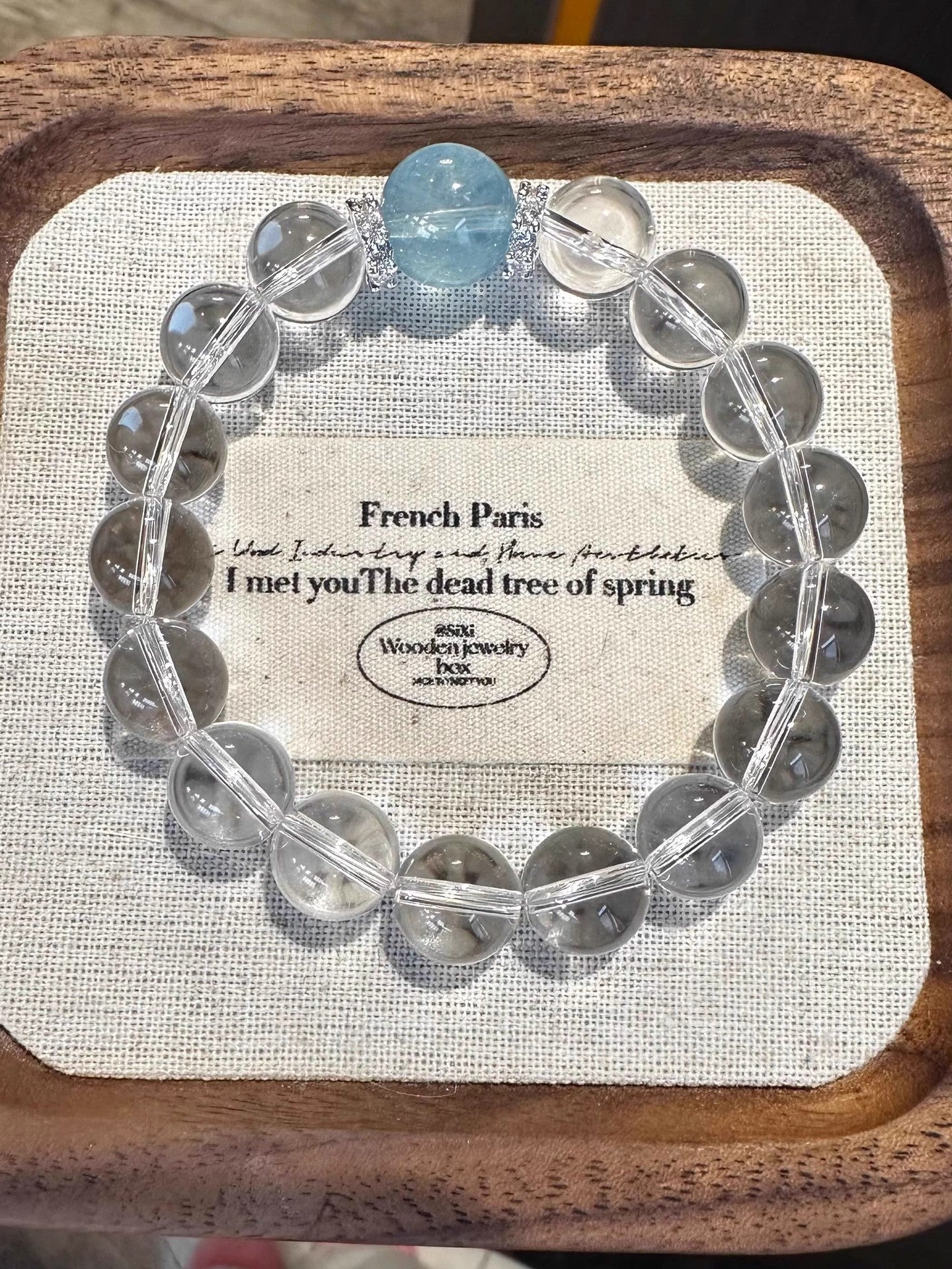 High quality natural Aquamarine&Clear Quartz Bracelet energy gemstone, Reiki healing crystal Bracelet, gift
