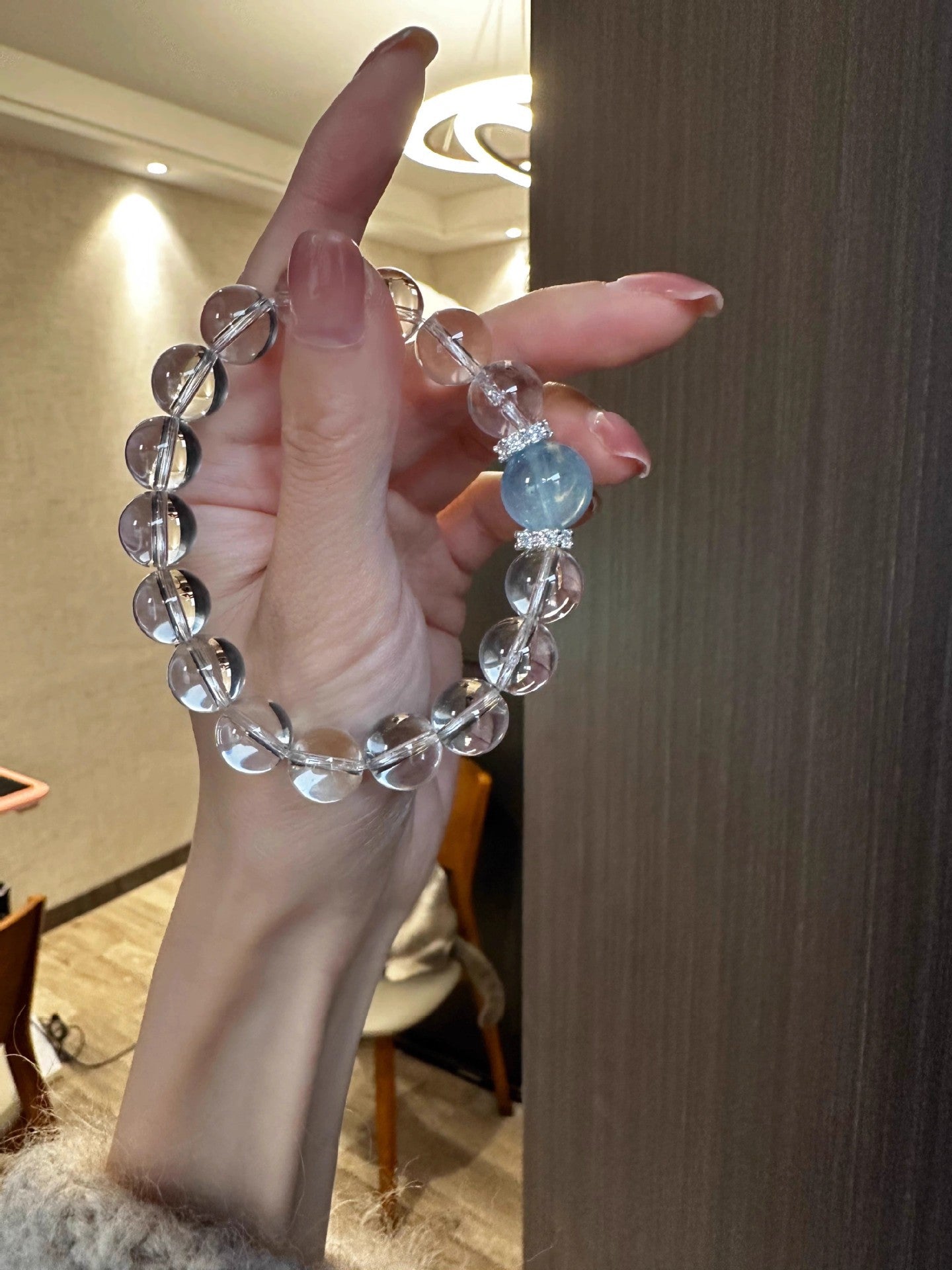 High quality natural Aquamarine&Clear Quartz Bracelet energy gemstone, Reiki healing crystal Bracelet, gift