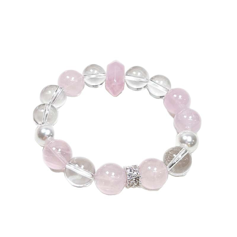 Attracting love handmade Natural Rose Quartz & Clear Quartz Bracelet Gift For Woman