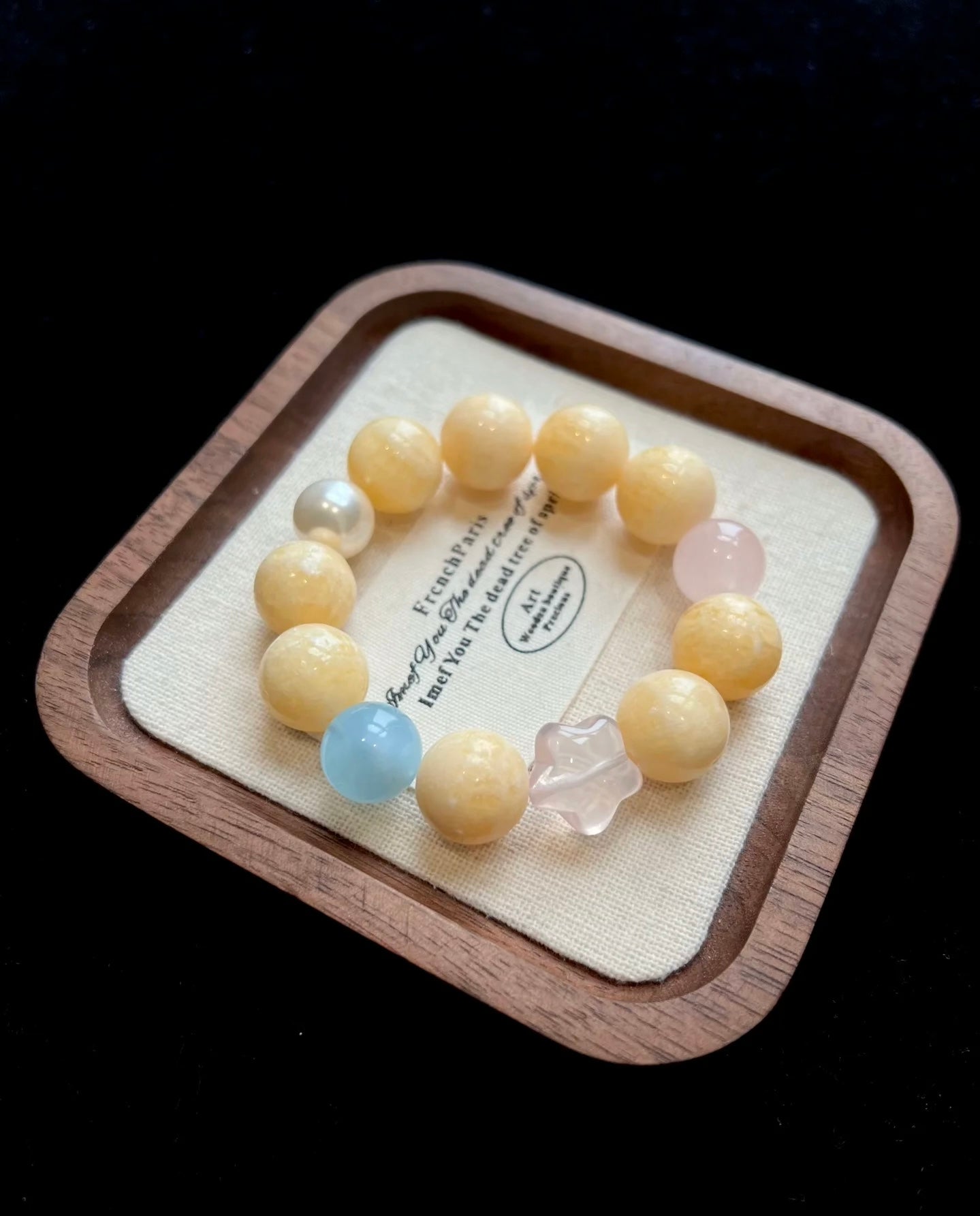 Dessert-Inspired Mango Mousse Collection - Original Design Natural Yellow Calcite Bracelet