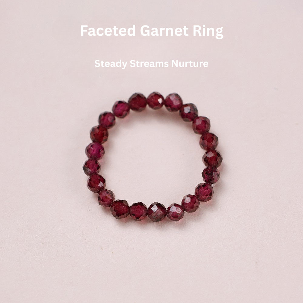 Natural strawberry quartz Pi Xiu ring, tourmaline, freshwater pearl, garnet crystal elastic cord ring