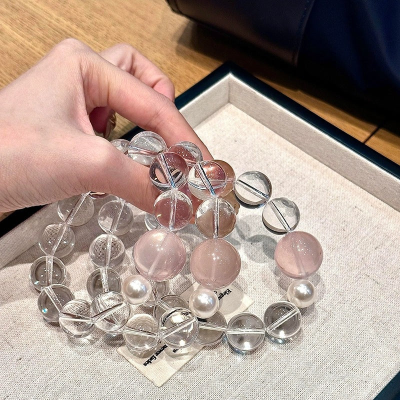 High-Quality Natural Clear Quartz & Rose Quartz Crystal Bracelet with Pearls Healing Natural Crystal Bracelet Gift For Women