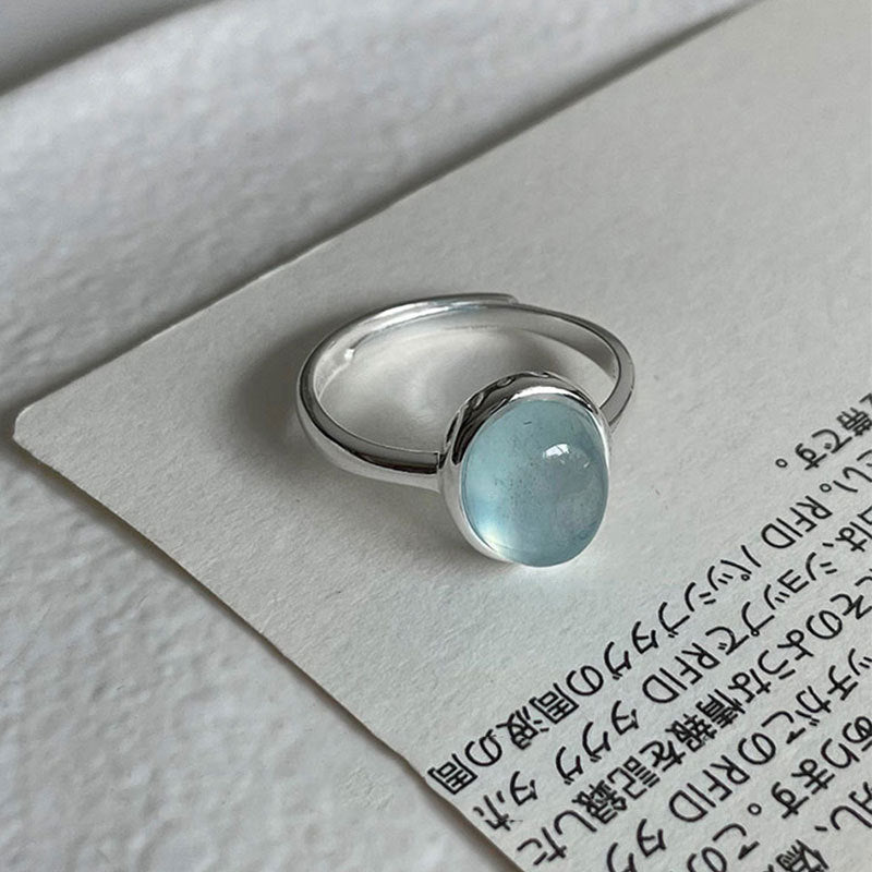 Natural Aquamarine Adjustable Open Ring* handmade 925 Sterling Silver Ring For Women Gift | Dainty Ring | Aquamarine Jewelry | Bohemian Ring | Trending Silver Gift