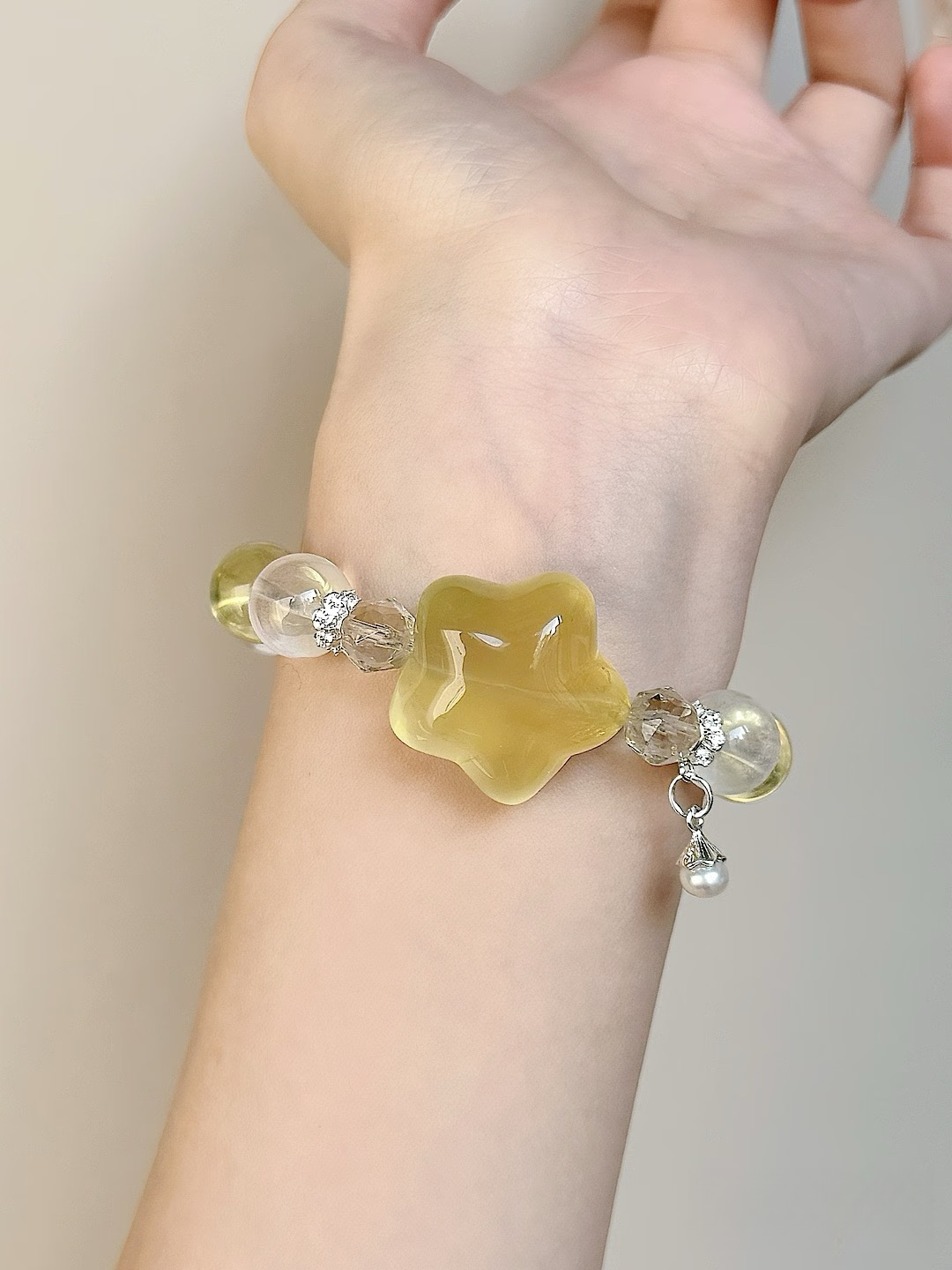 Natural Lemon Citrine&Clear Quartz Bracelet·Wealth&Purify&Healing