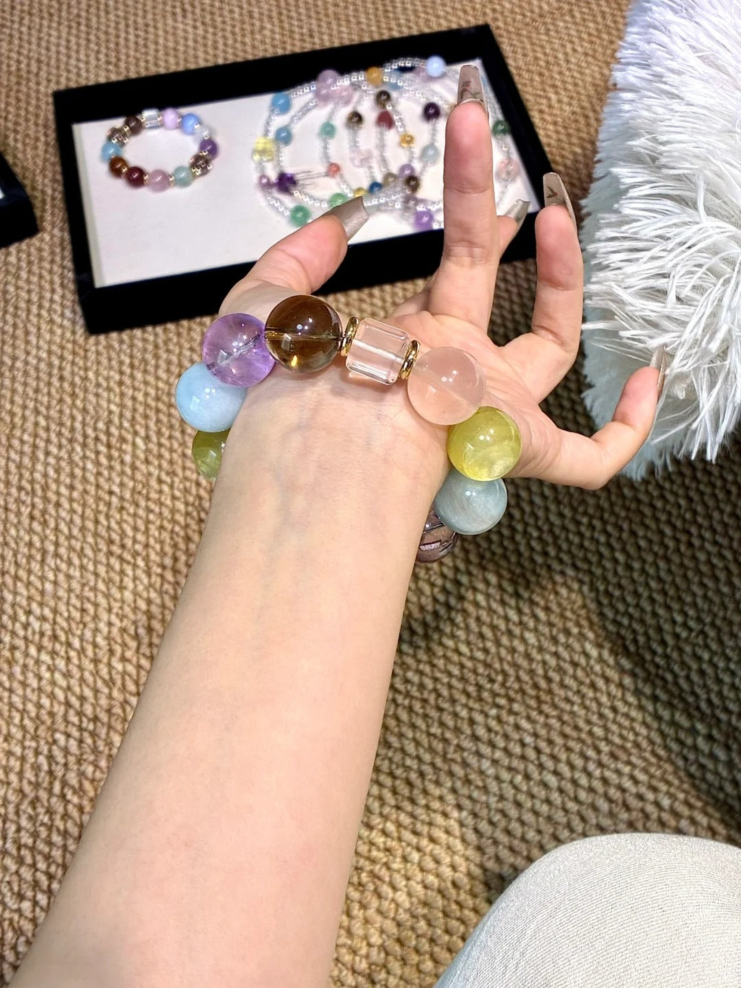 Rare 16mm Rainbow Gemstones Bracelet