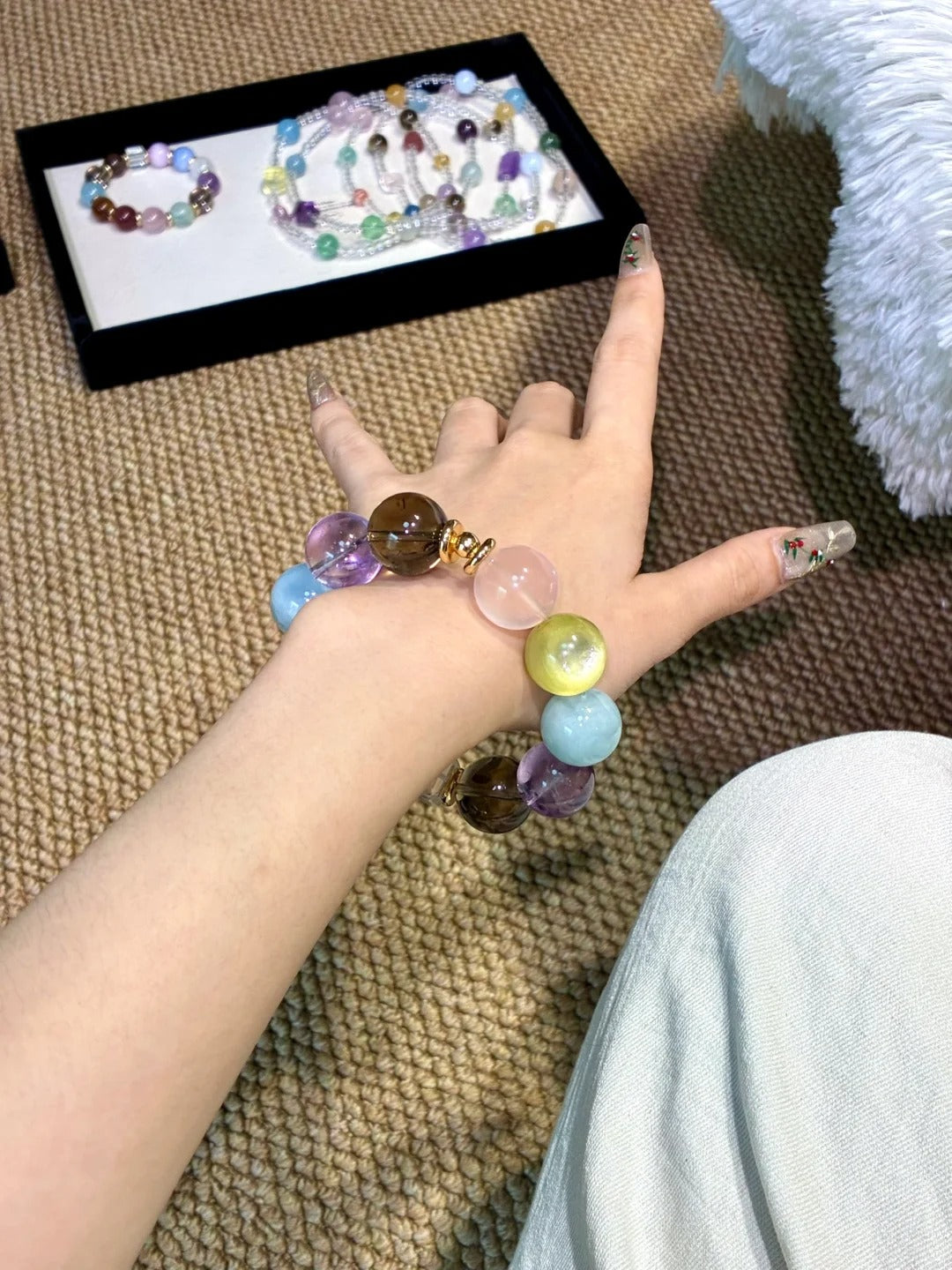 Rare 16mm Rainbow Gemstones Bracelet