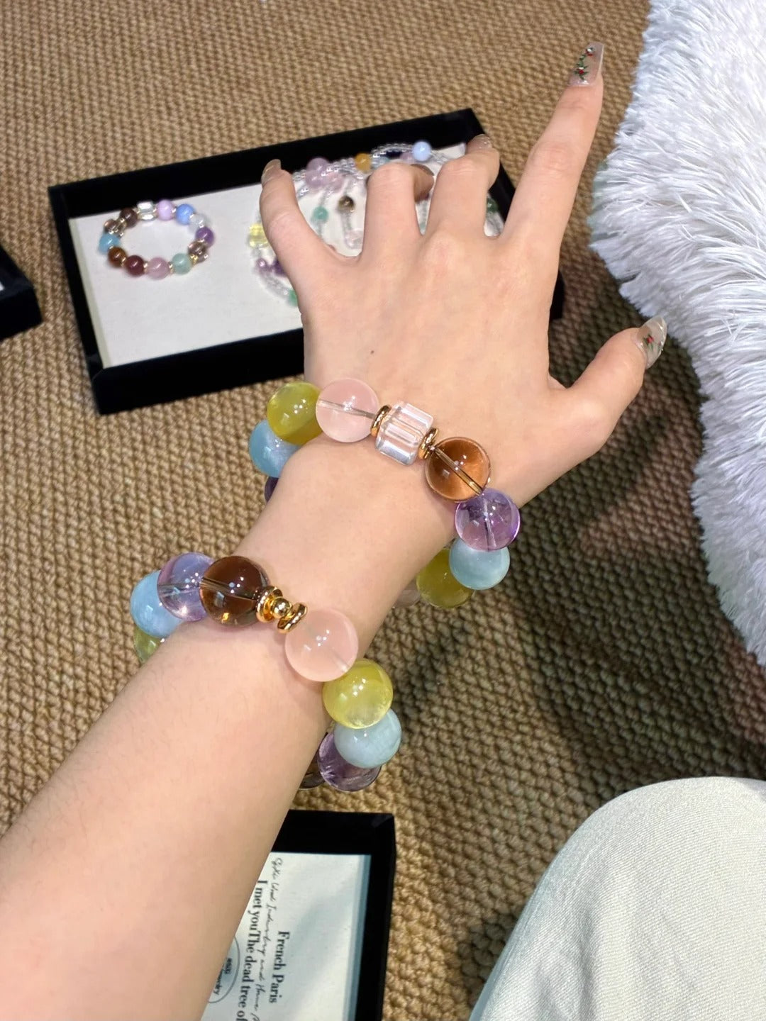 Rare 16mm Rainbow Gemstones Bracelet