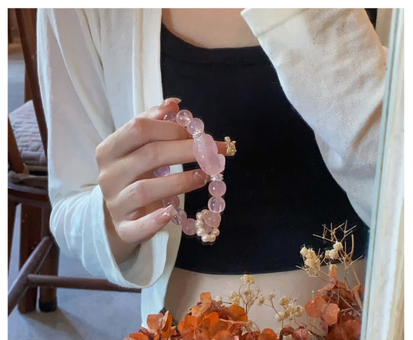Pixiu Crystal Bracelet, Natural Madagascar Rose Quartz Bracelet, Feng Shui Bracelet, Lucky Chinese Pi Xiu, Pink Gemstone, Wealth Attraction Gift For Man or Woman