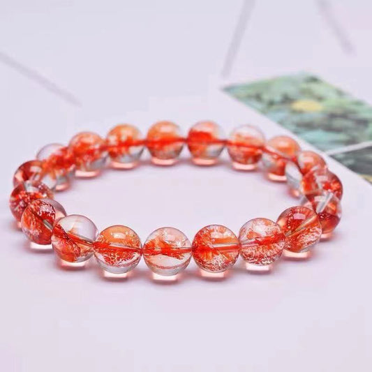 Red phantom Phoenix Feather Crystal Bracelet collectible grade,Bead Bracelet Handmade Jewelry Healing Crystal Bracelet for Energy & Abundance | Gift for Her Bead