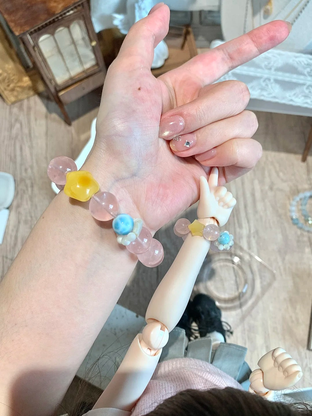 Rose Quartz&Larimar Bracelet- Love Energy+Stress Relief