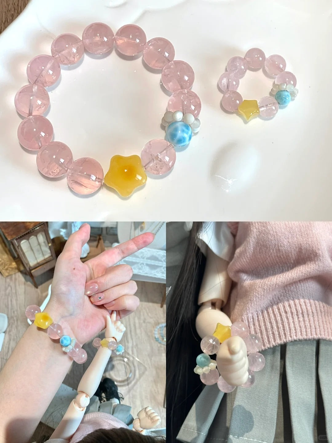 Rose Quartz&Larimar Bracelet- Love Energy+Stress Relief