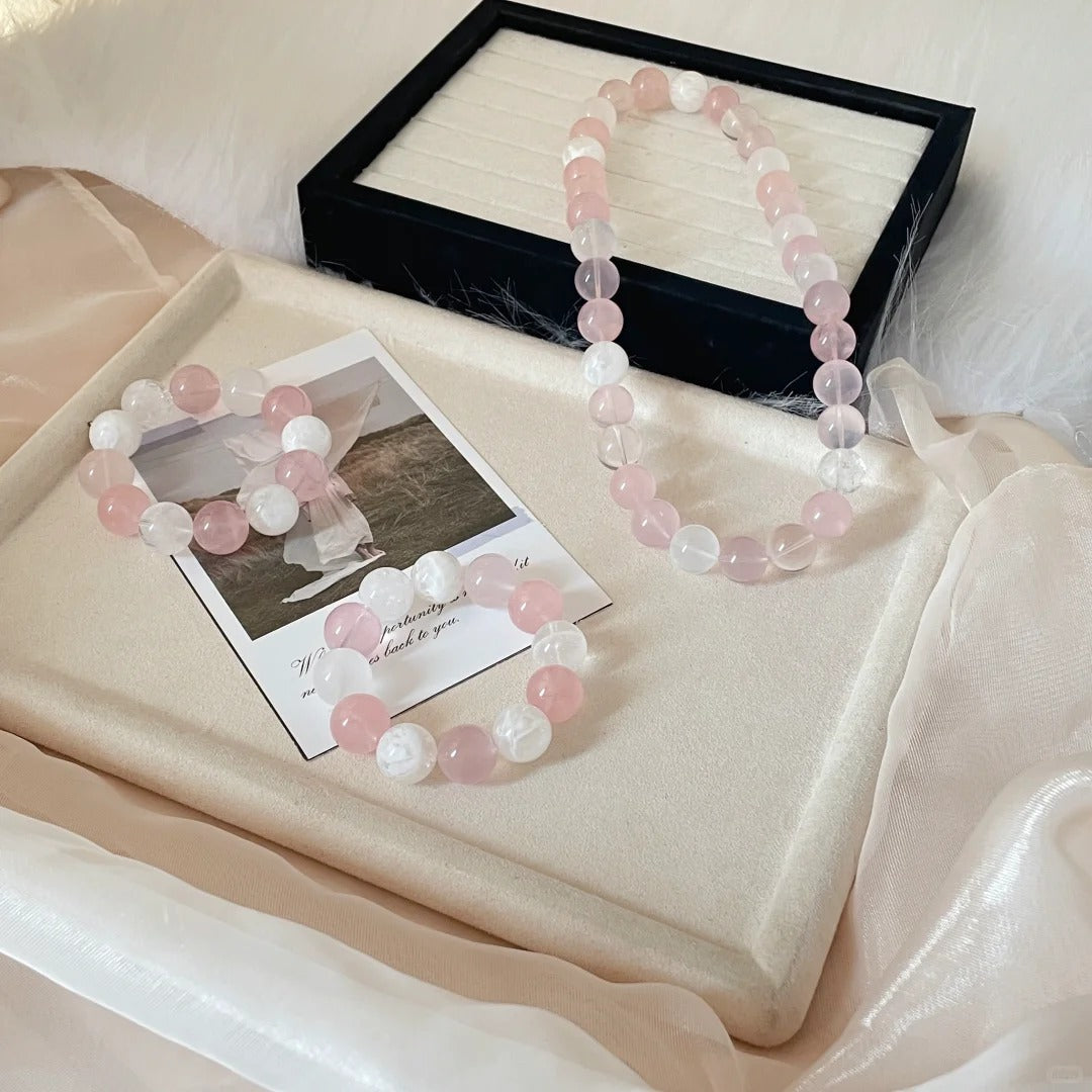 Designer Natural Rose Quartz Multi-Treasure Bracelet: Self-Love&Healing