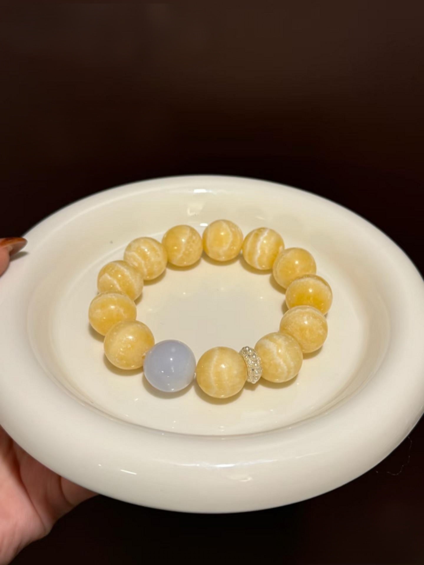 Dessert-Inspired Mango Mousse  Collection - Original Design Natural Yellow Calcite Bracelet