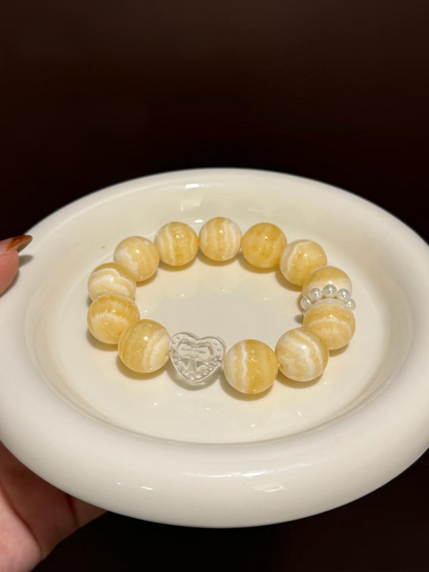 Dessert-Inspired Mango Mousse  Collection - Original Design Natural Yellow Calcite Bracelet