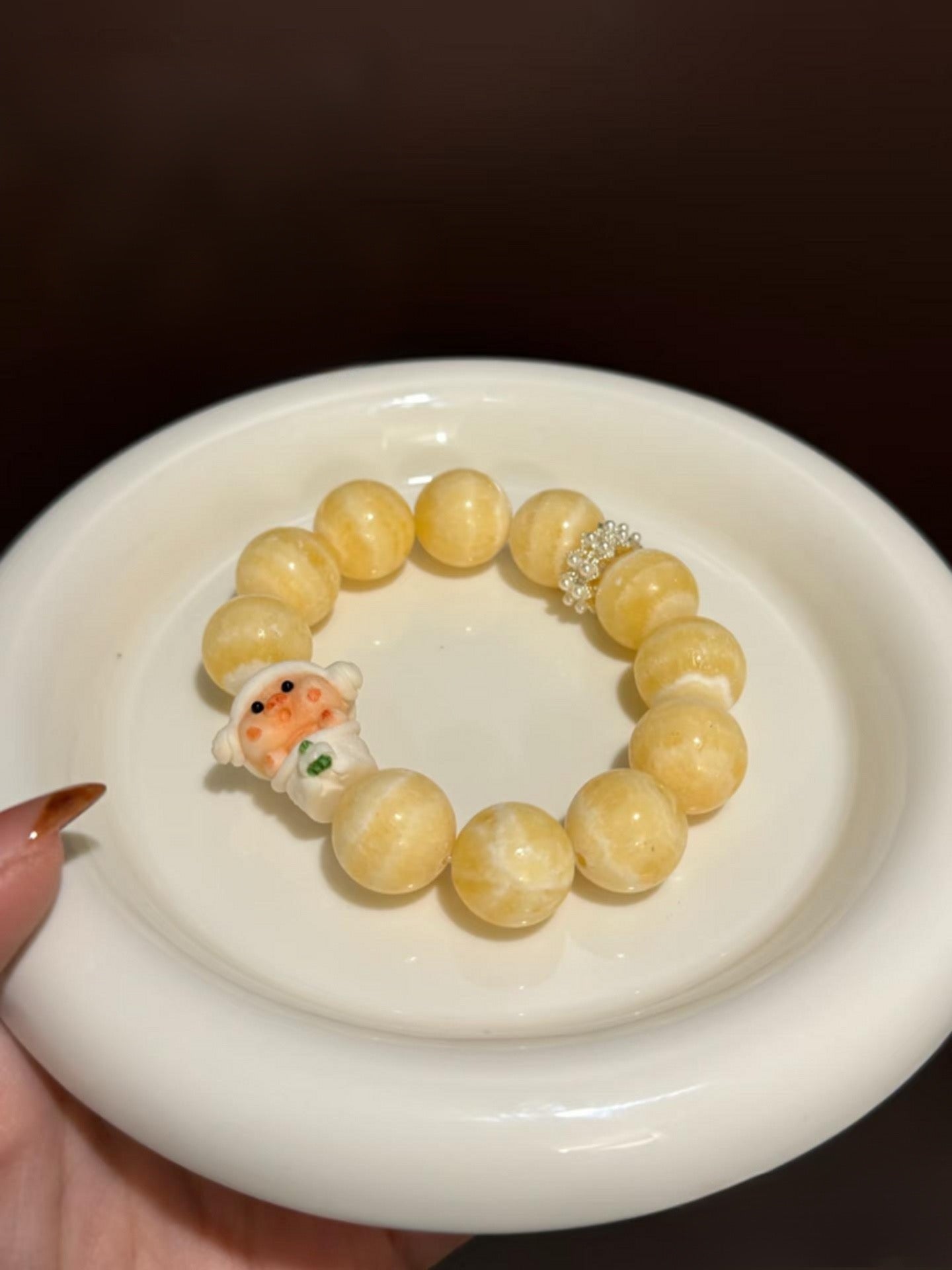 Dessert-Inspired Mango Mousse  Collection - Original Design Natural Yellow Calcite Bracelet