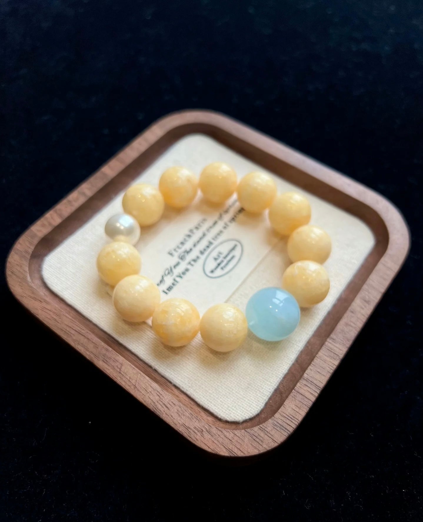 Dessert-Inspired Mango Mousse  Collection - Original Design Natural Yellow Calcite Bracelet
