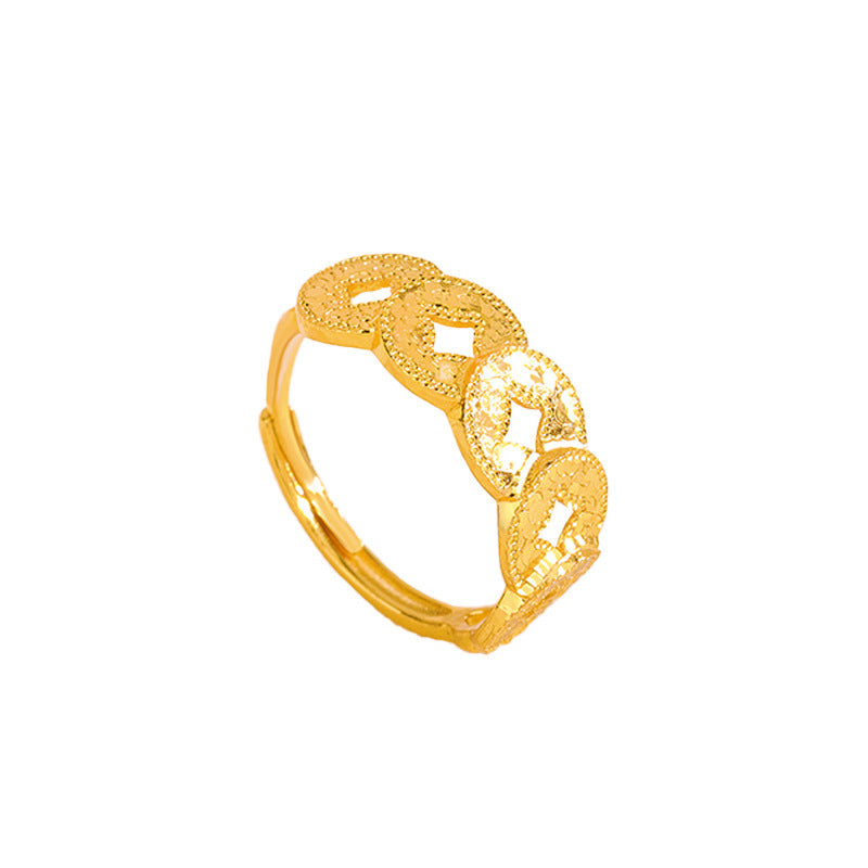 Five Emperor Coins Ring  (Ancient Chinese Prosperity Talisman) 925 Sterling Silver Ring Unisex Design