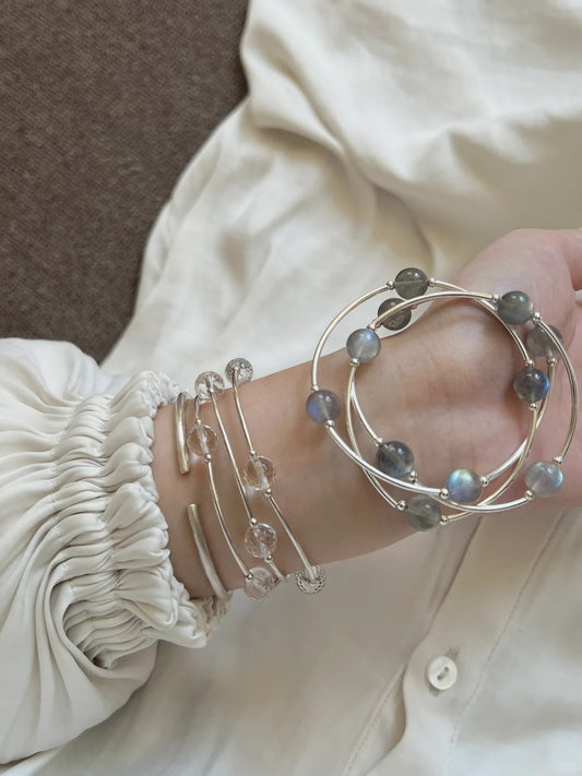 Gray Moonstone Triple Wrap Bracelet-Emotional Balance &amp; Dream Enhancement