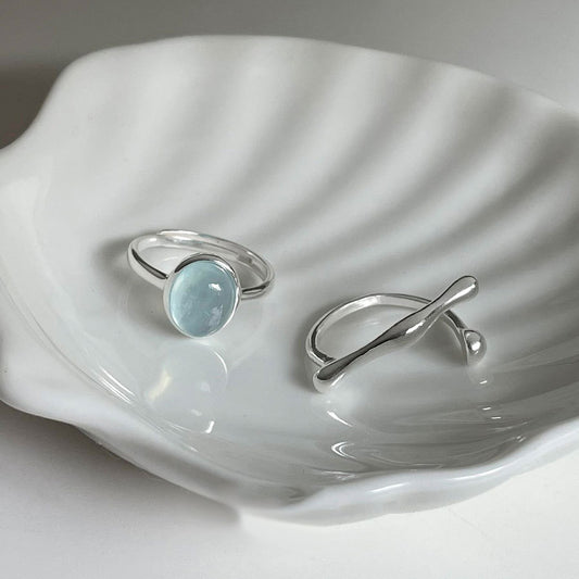 Natural Aquamarine Adjustable Open Ring* handmade 925 Sterling Silver Ring For Women Gift | Dainty Ring | Aquamarine Jewelry | Bohemian Ring | Trending Silver Gift