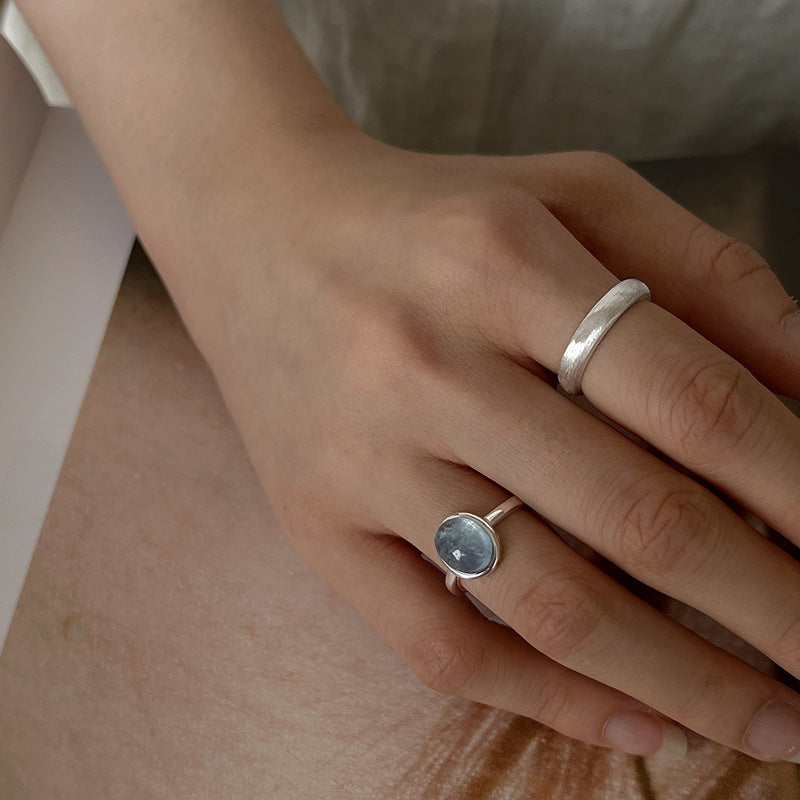 Natural Aquamarine Adjustable Open Ring* handmade 925 Sterling Silver Ring For Women Gift | Dainty Ring | Aquamarine Jewelry | Bohemian Ring | Trending Silver Gift