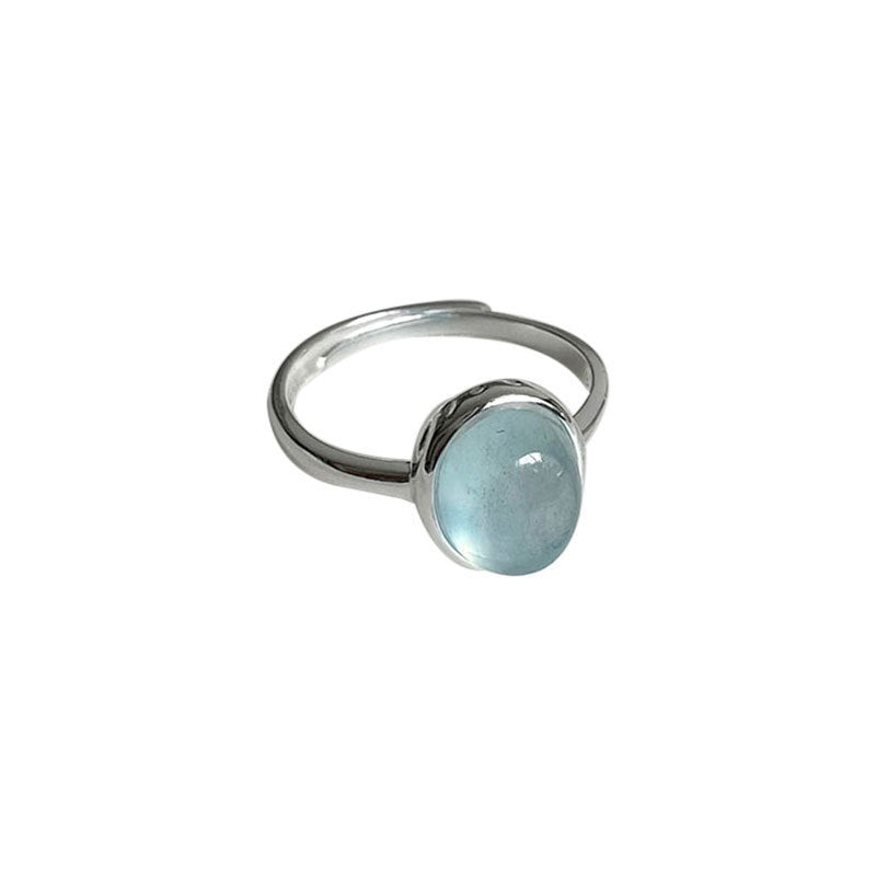 Natural Aquamarine Adjustable Open Ring* handmade 925 Sterling Silver Ring For Women Gift | Dainty Ring | Aquamarine Jewelry | Bohemian Ring | Trending Silver Gift
