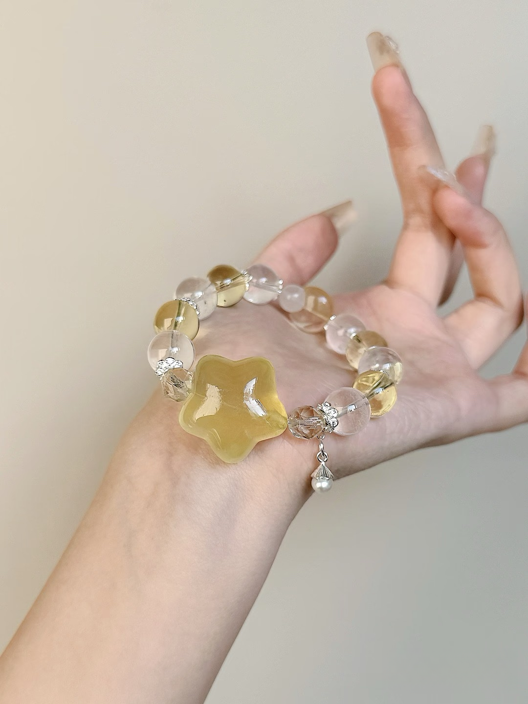 Natural Lemon Citrine&Clear Quartz Bracelet·Wealth&Purify&Healing