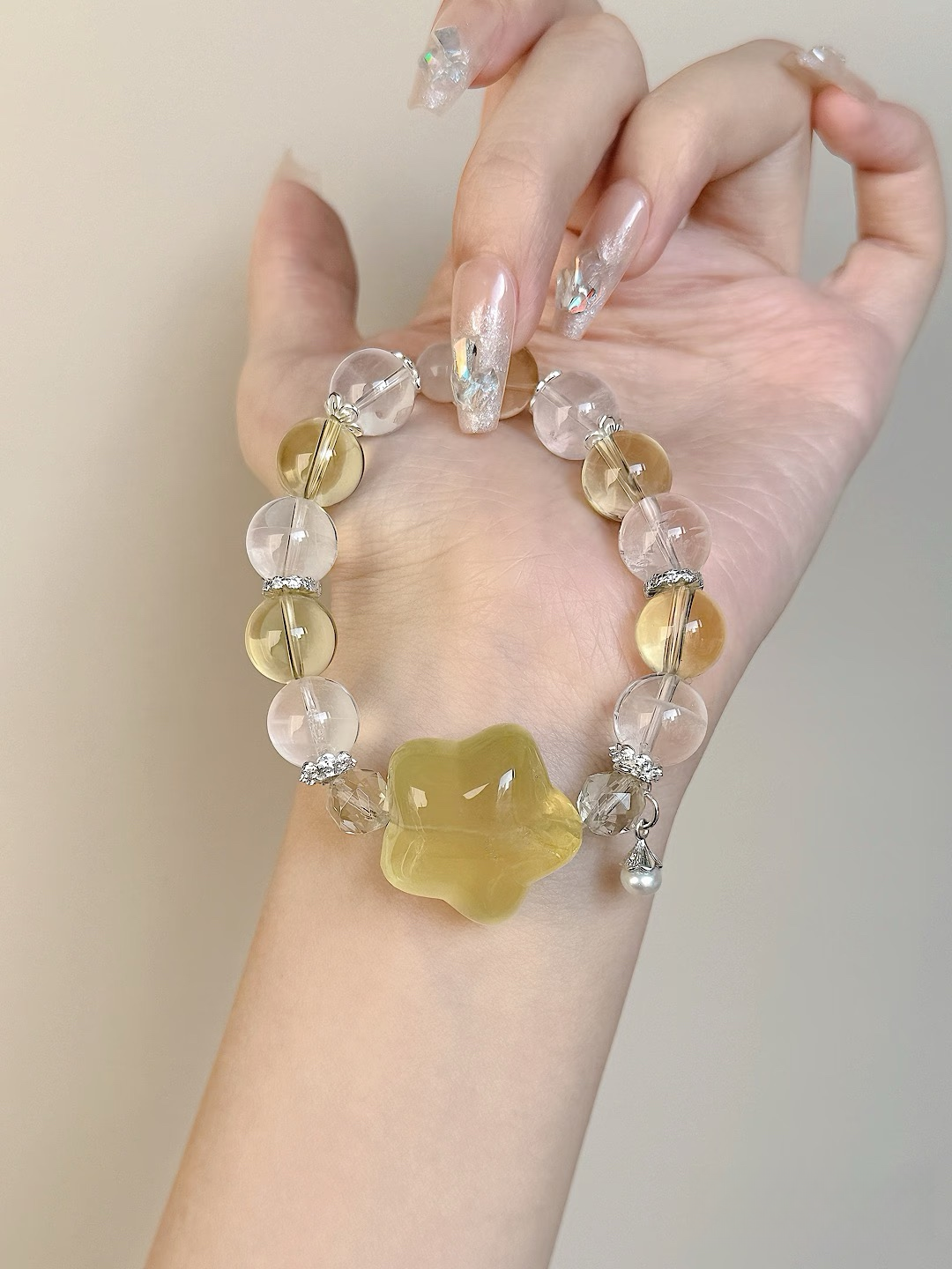Natural Lemon Citrine&Clear Quartz Bracelet·Wealth&Purify&Healing