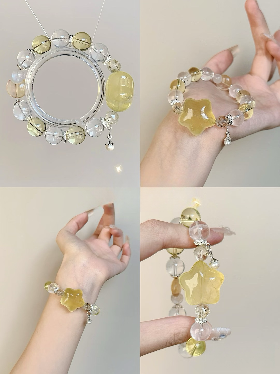 Natural Lemon Citrine&Clear Quartz Bracelet·Wealth&Purify&Healing