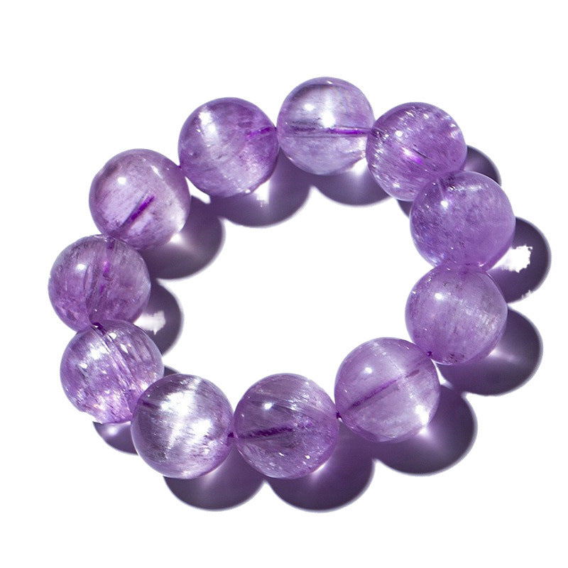 14mm, Natural High Grade Icy Transparent Cat Eye Kunzite Bracelet, Genuine Kunzite Stretch Bracelet