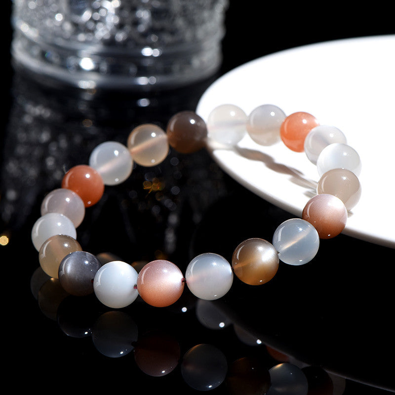 Natural handmade Mix-color Moonstone Bracelet Crystal Bracelet, 8-10m Gemstone Jewelry gift