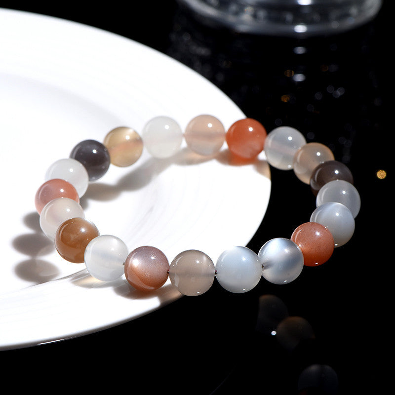 Natural handmade Mix-color Moonstone Bracelet Crystal Bracelet, 8-10m Gemstone Jewelry gift