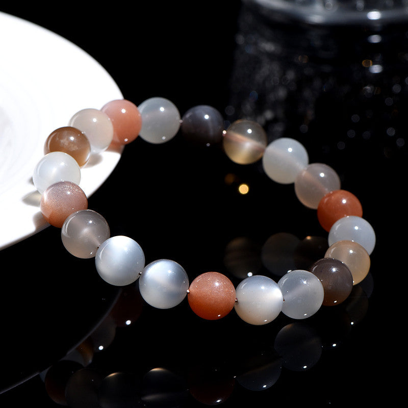 Natural handmade Mix-color Moonstone Bracelet Crystal Bracelet, 8-10m Gemstone Jewelry gift