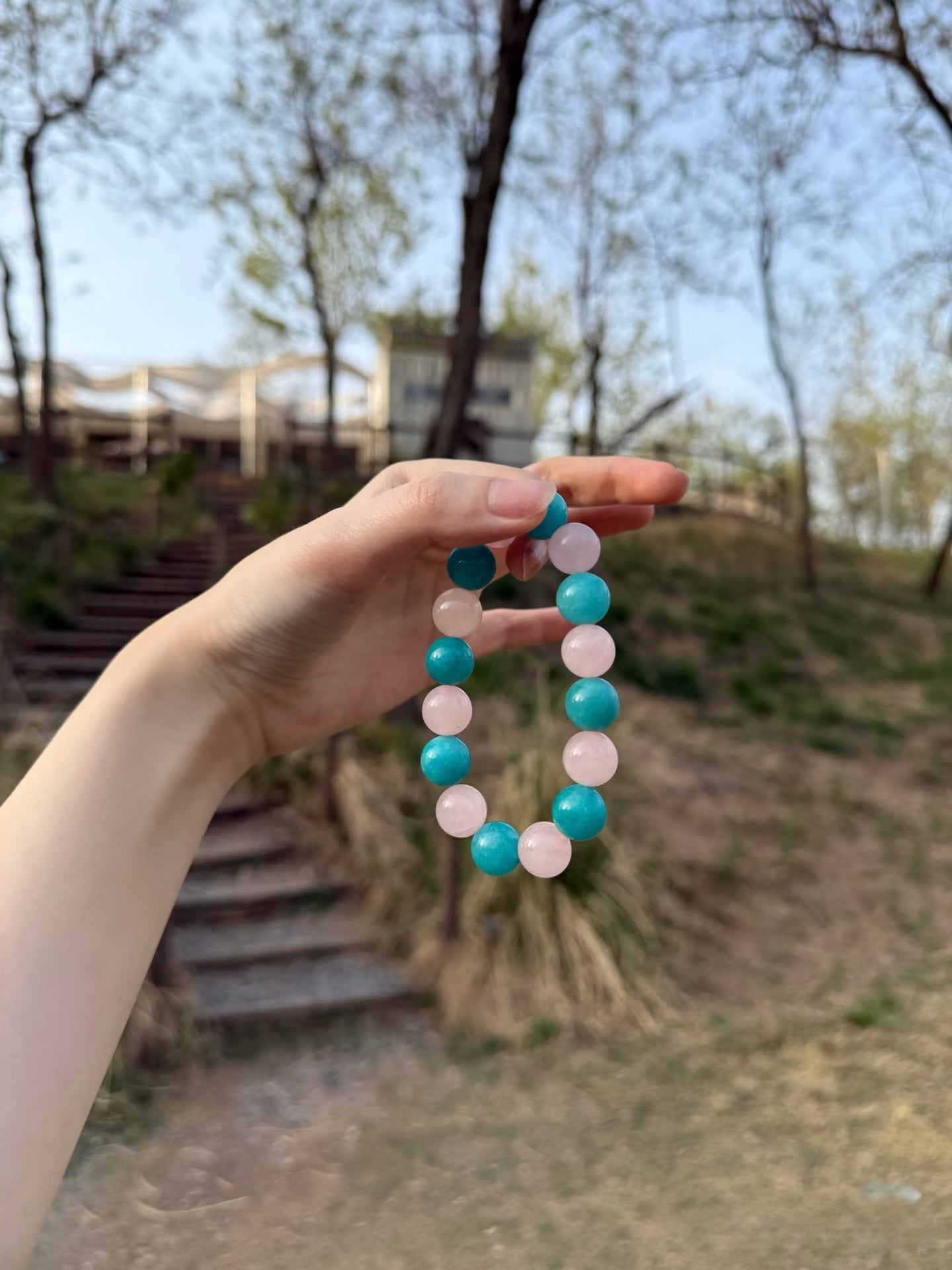 Original Design Natural Amazonite Bead Bracelet Gift For Man or Woman
