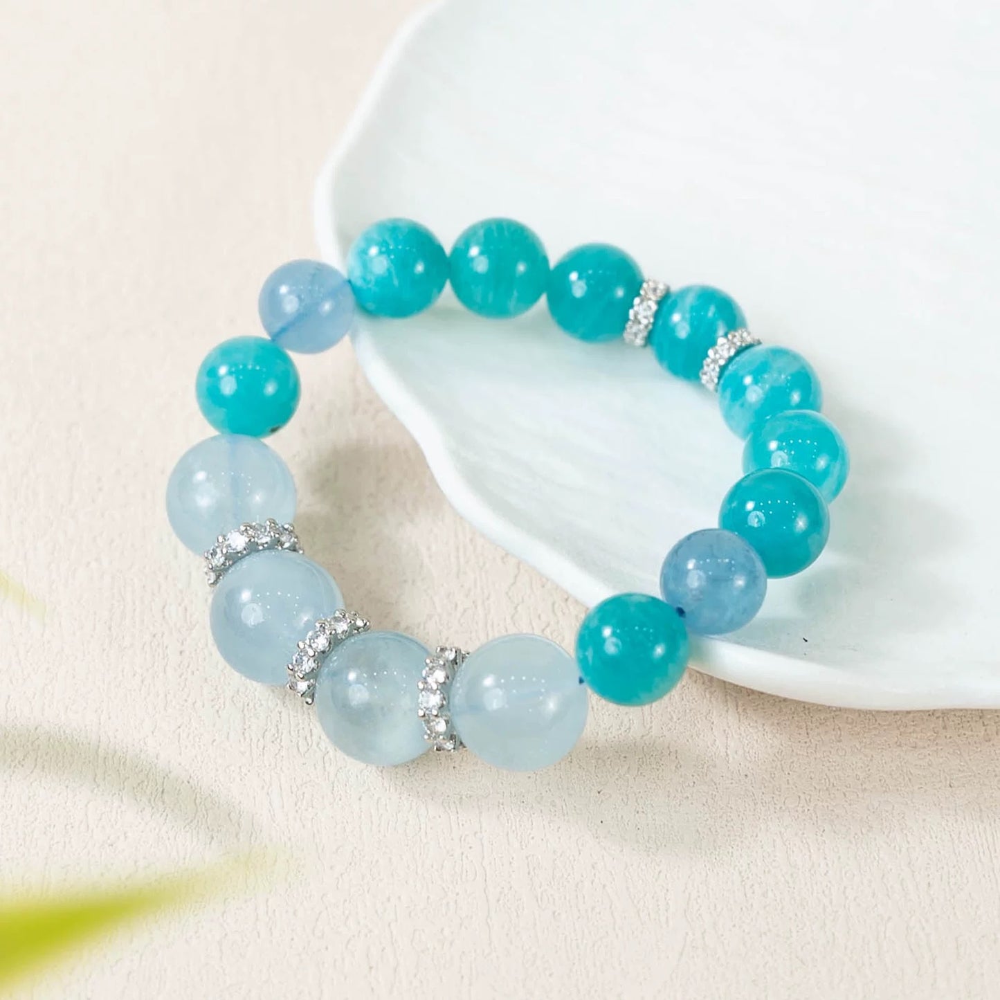 Original Design Natural Amazonite Bead Bracelet Gift For Man or Woman