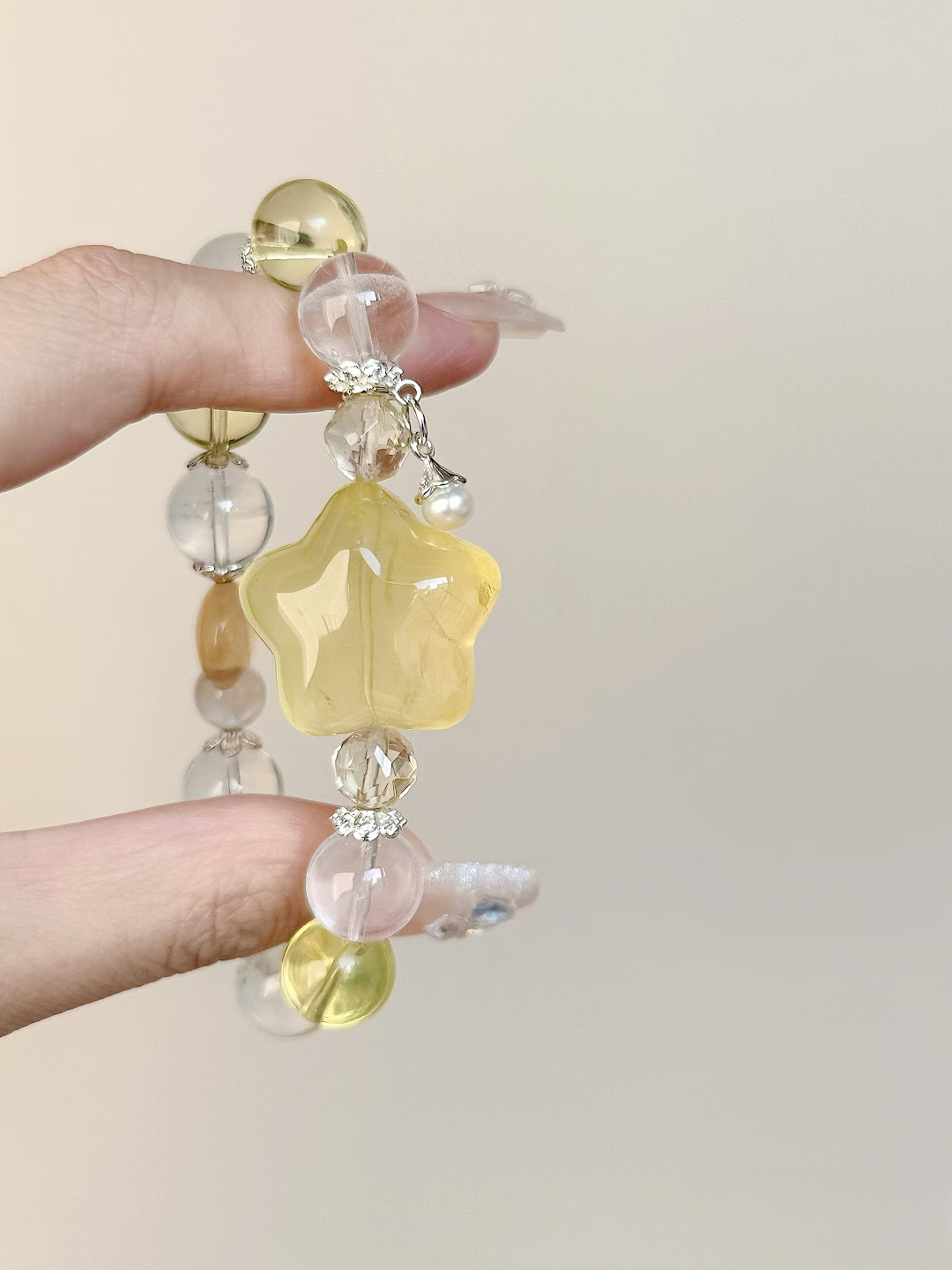 Natural Lemon Citrine&Clear Quartz Bracelet·Wealth&Purify&Healing