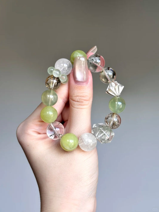 Phantom Quartz&Golden Hair Quartz Bracelet-Wealth&Heal
