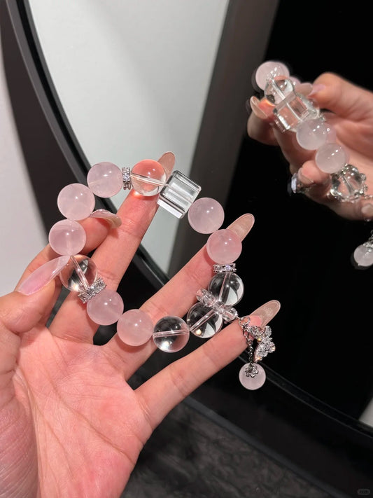 Design Rose Quartz &amp; Clear Quartz Bracelet