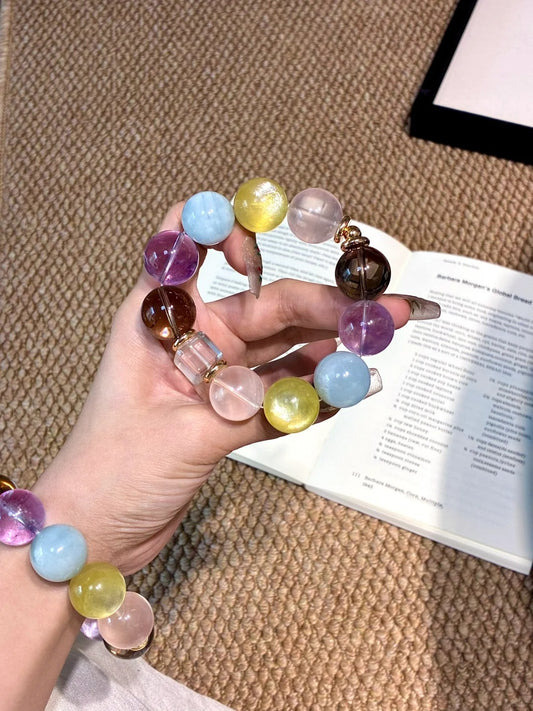 Rare 16mm Rainbow Gemstones Bracelet