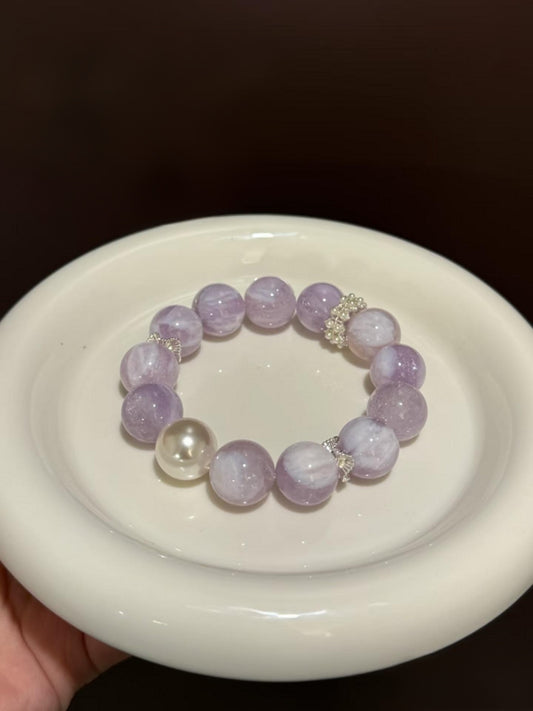 Purple Milk Jade Quartz Crystal Bracelet Gift For Her