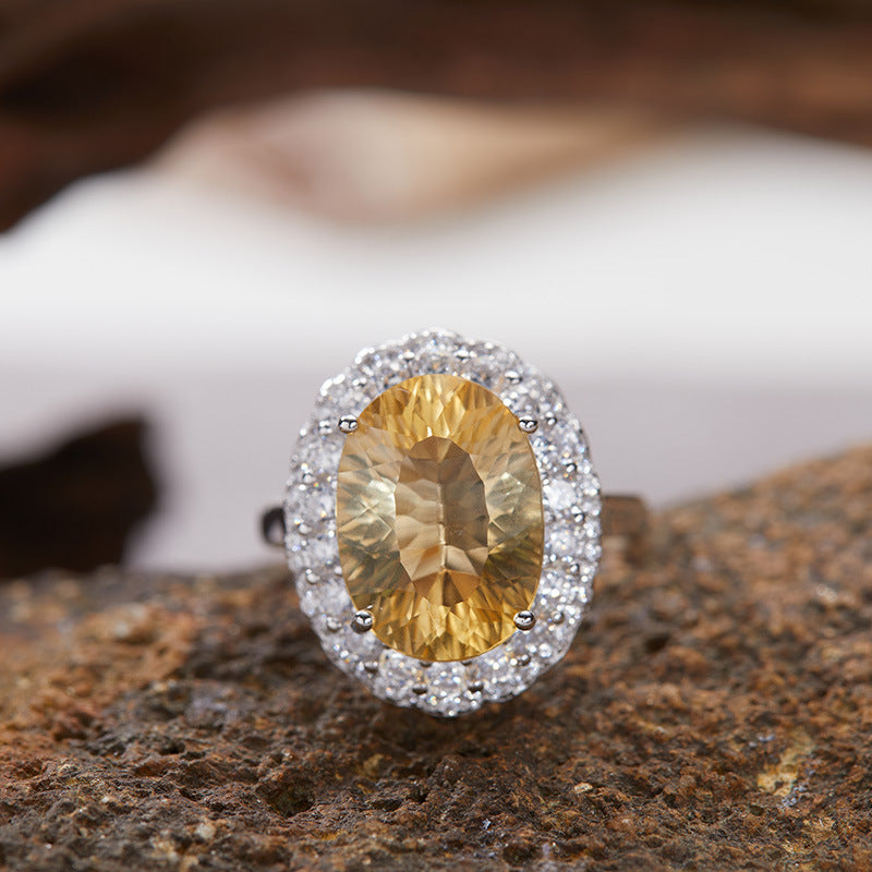 S925 Sterling Silver 18K Gold-Plated Amethyst、 Citrine&Clear-Quartz Ring — Luxe Energy Jewelry