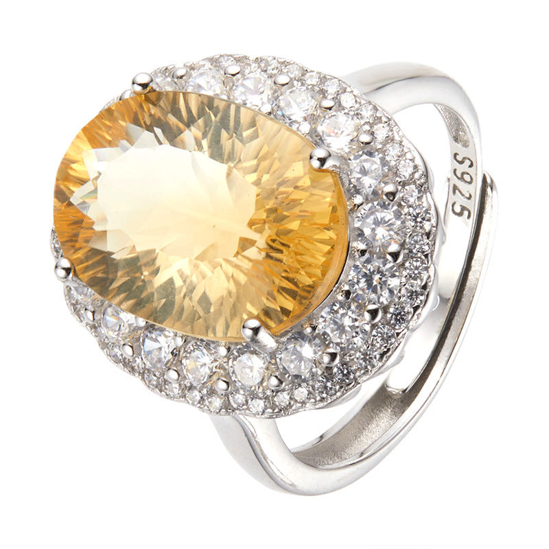 S925 Sterling Silver 18K Gold-Plated Amethyst、 Citrine&Clear-Quartz Ring — Luxe Energy Jewelry