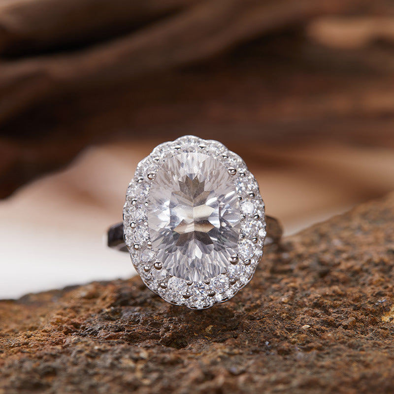 S925 Sterling Silver 18K Gold-Plated Amethyst、 Citrine&Clear-Quartz Ring — Luxe Energy Jewelry