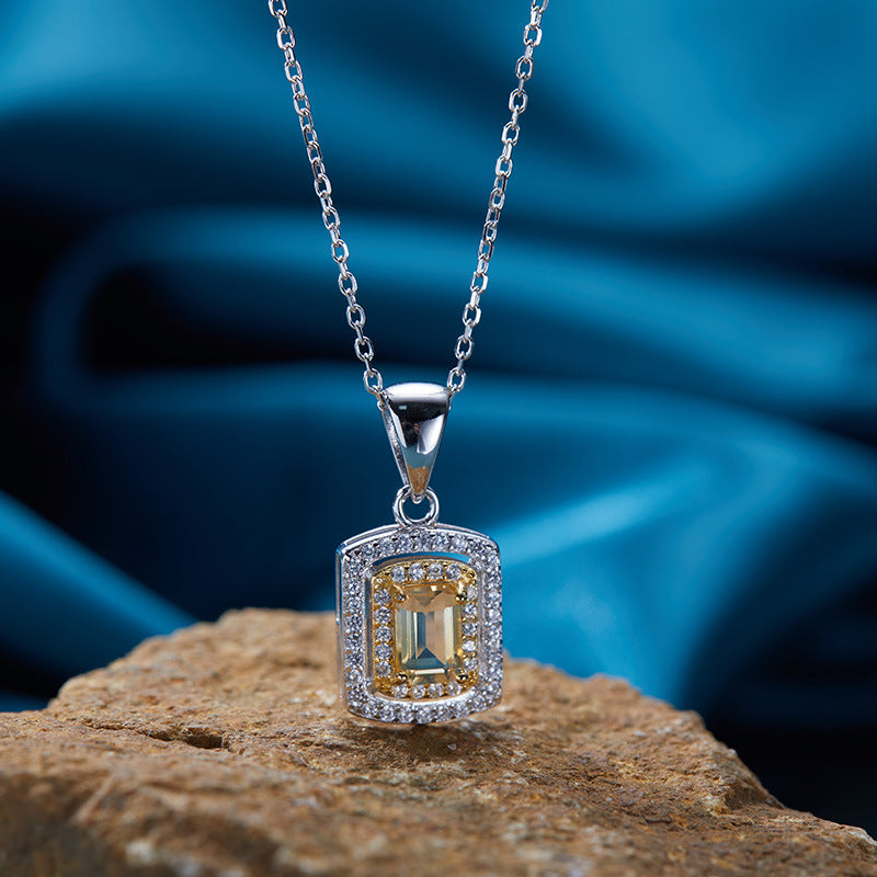 S925 Sterling Silver 18K Gold-Plated Jewelry Set Natural Gemstone Pendant Necklace with Crystals, Garnet or Topaz
