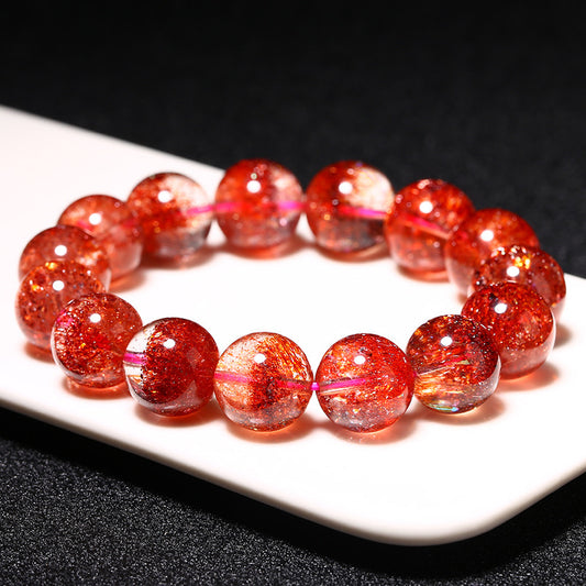 High Quality Golden Strawberry Quartz with Lepidocrocite Beaded Bracelet in 10 -14MM Energy Healing Gift